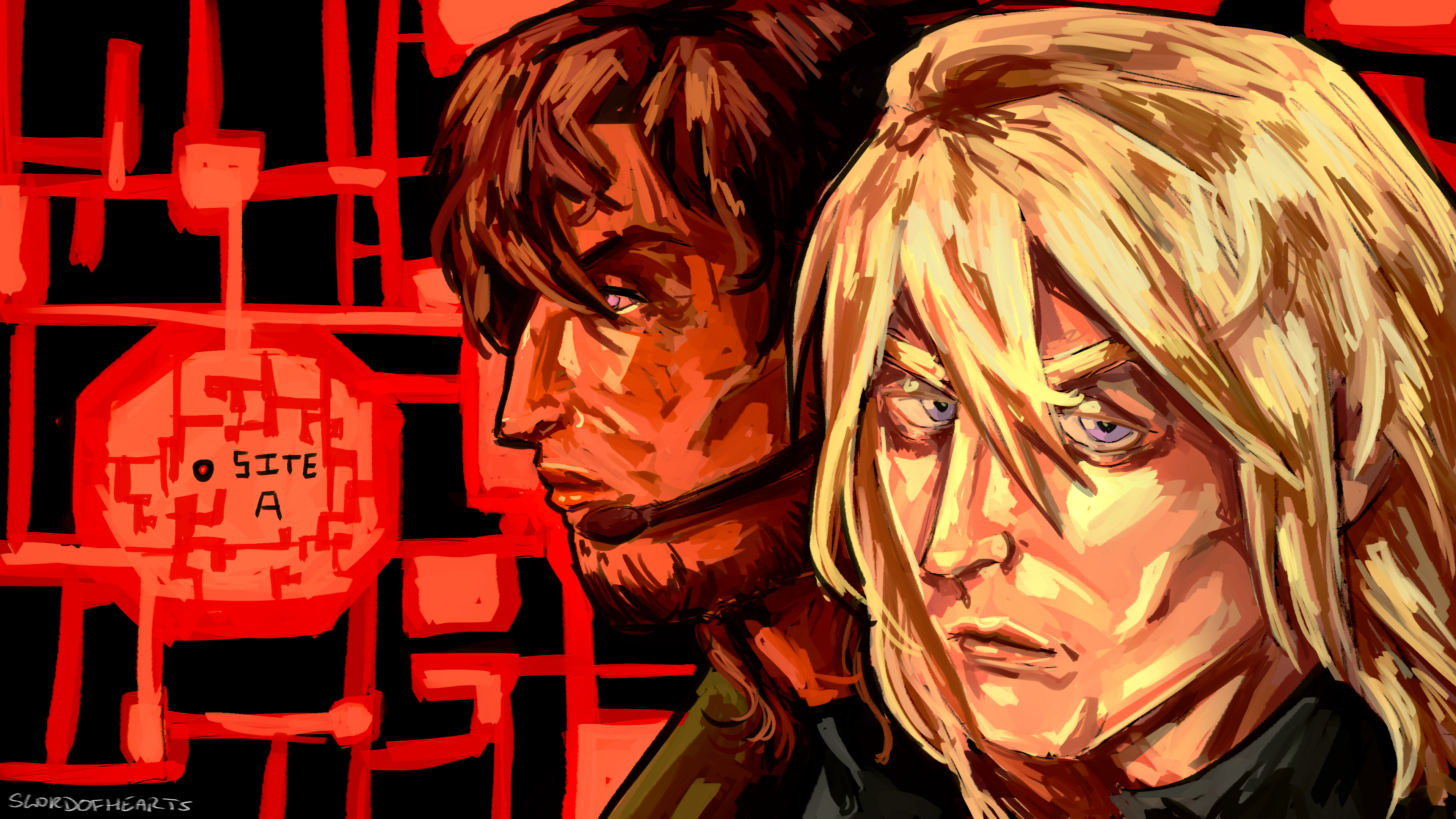 redraw of solid snake and raiden from metal gear solid 2